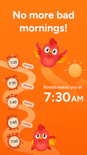 A snooze chain from 7:30 to 7:50 next to the Roosta rooster, which wakes you at 7:30 instead.
